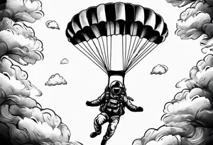 Skydiver with parachute tattoo idea