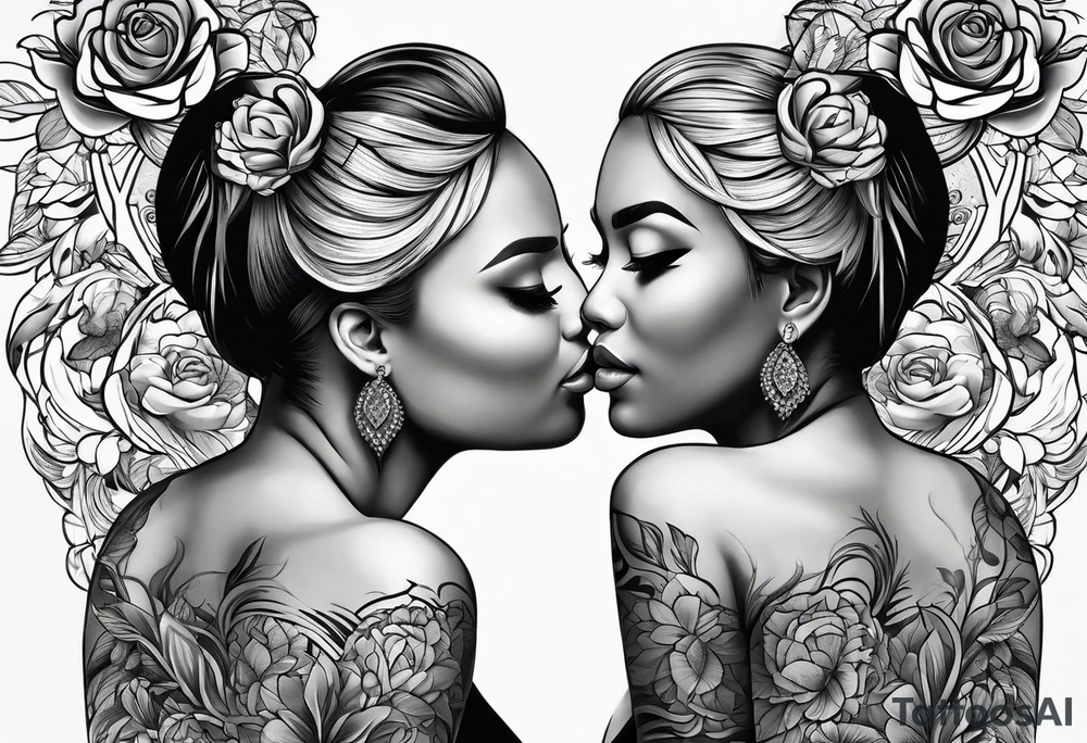 Mothers bond with three daughters, faces turned away tattoo idea Mothers bond with three daughters, faces turned away tattoo idea