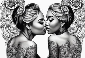 Mothers bond with three daughters, faces turned away tattoo idea