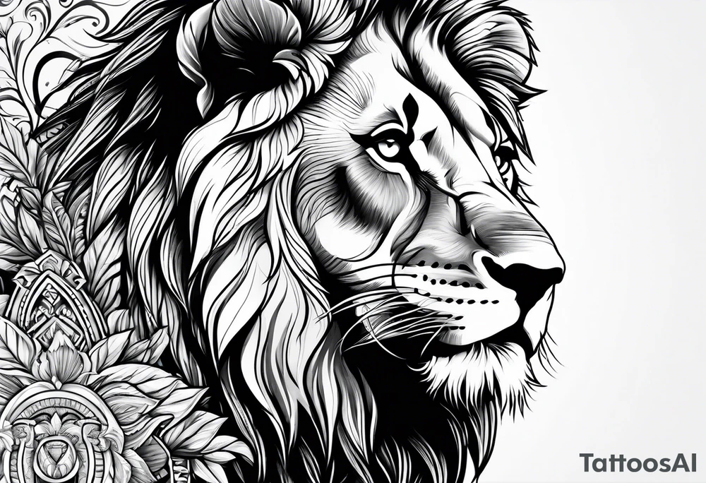 Africa continent lion face tattoo idea