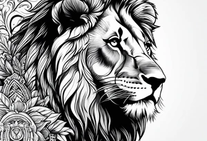 Africa continent lion face tattoo idea
