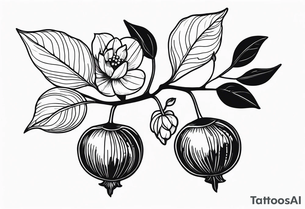 lilac plant and gooseberries next to each other tattoo idea