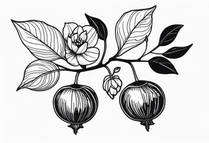 lilac plant and gooseberries next to each other tattoo idea