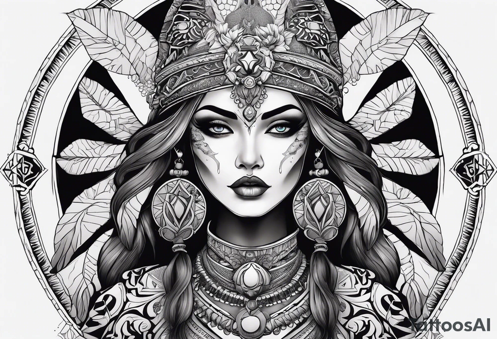 kali ma, alien goddess, valkrye, aries, pirate, divine feminine, zenza resonance, pachamama, lotus azul, blank panther, eagle, skull, 5D, nueva gaya, dna 12 tattoo idea