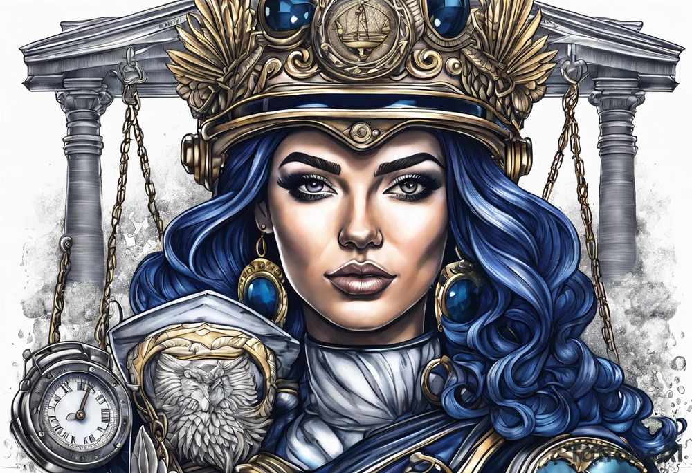 Navy diver lady justice family lawyer tattoo idea