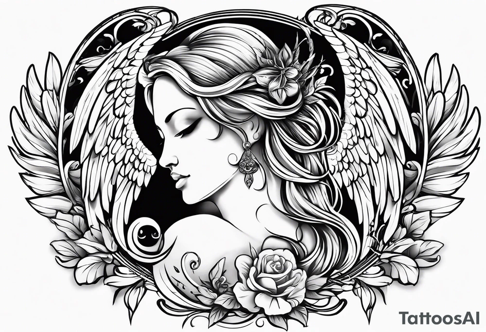 a clipart angel with "my sweet angel" written underneath it tattoo idea