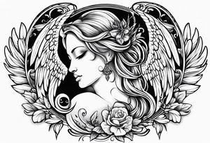 a clipart angel with "my sweet angel" written underneath it tattoo idea