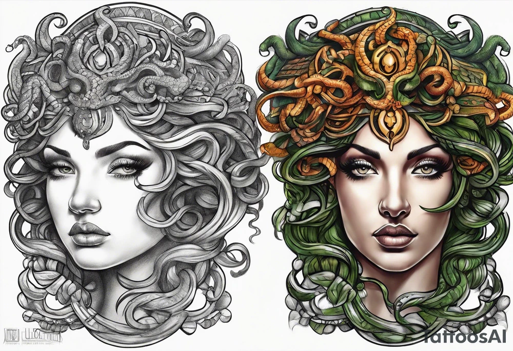 Medusa and the head of Perseo tattoo idea