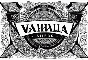 Valhalla viking gods shield hatchet tattoo idea