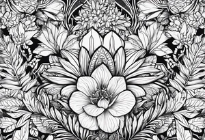 Jungle flowers animals tattoo idea