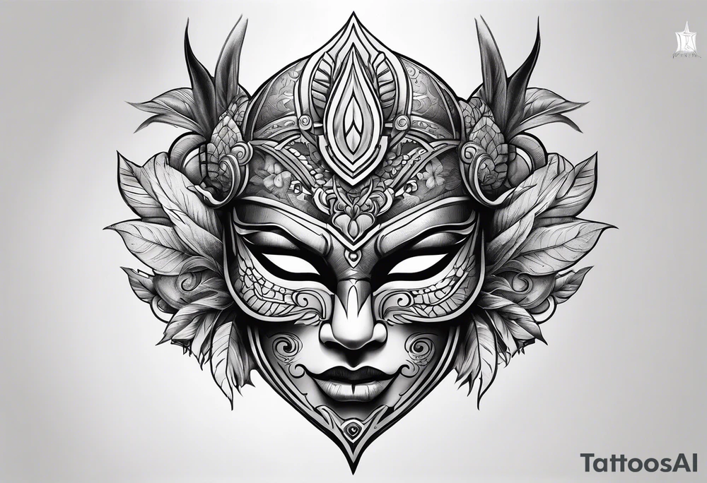 Hanya mask, masculine, aggressive tattoo idea