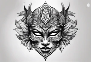 Hanya mask, masculine, aggressive tattoo idea