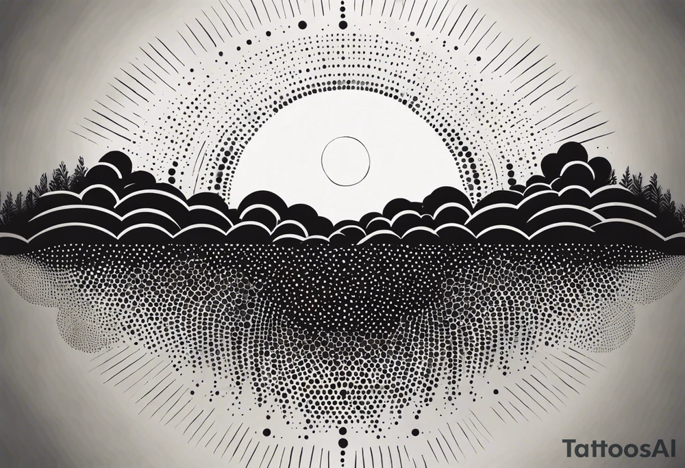 simple sun made of black dots and circles tattoo idea