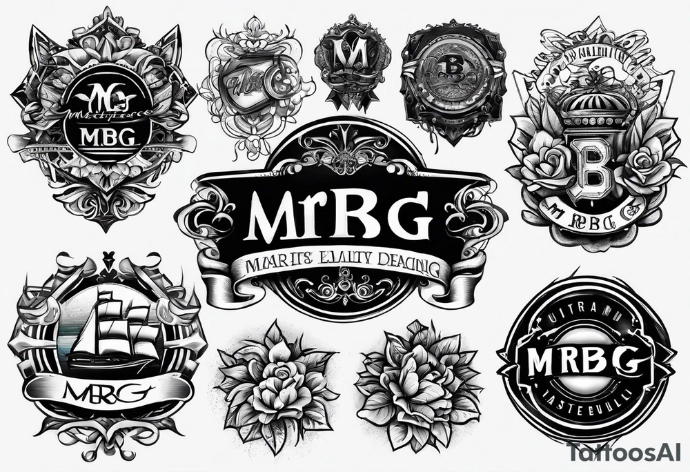 logo-type tattoo word "MRBG" tattoo idea
