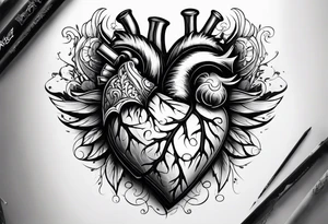 Broken heart being repaired tattoo idea