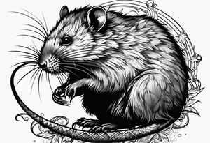 dead rat killed with a knife tattoo idea