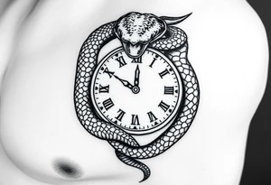 Snake wrapped around clock tattoo idea