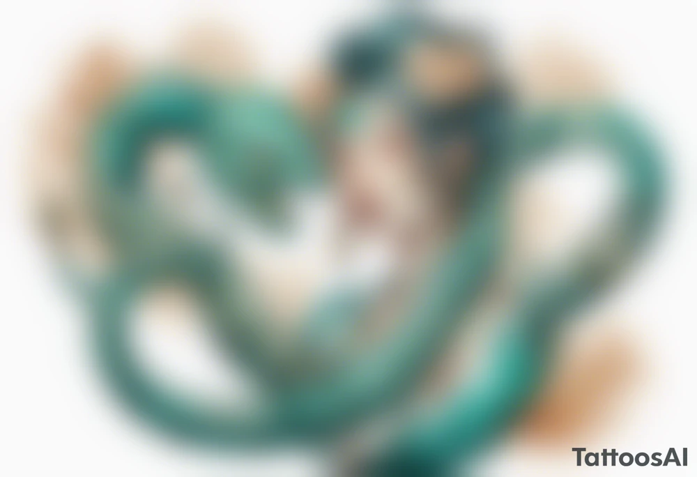 A beautiful serpent-woman hybrid with turquois scales. tattoo idea