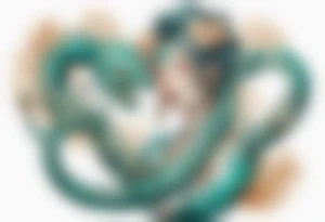 A beautiful serpent-woman hybrid with turquois scales. tattoo idea