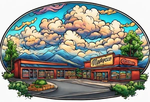 grocery store parking lot beautiful clouds tattoo idea