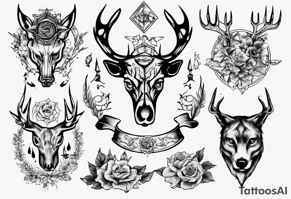 jäger und reh und forelle tattoo idea