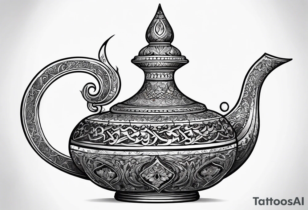 magic lamp with arabic tattoo idea