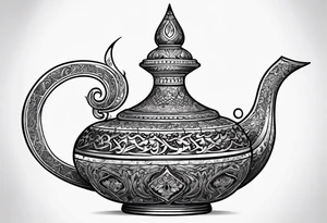 magic lamp with arabic tattoo idea