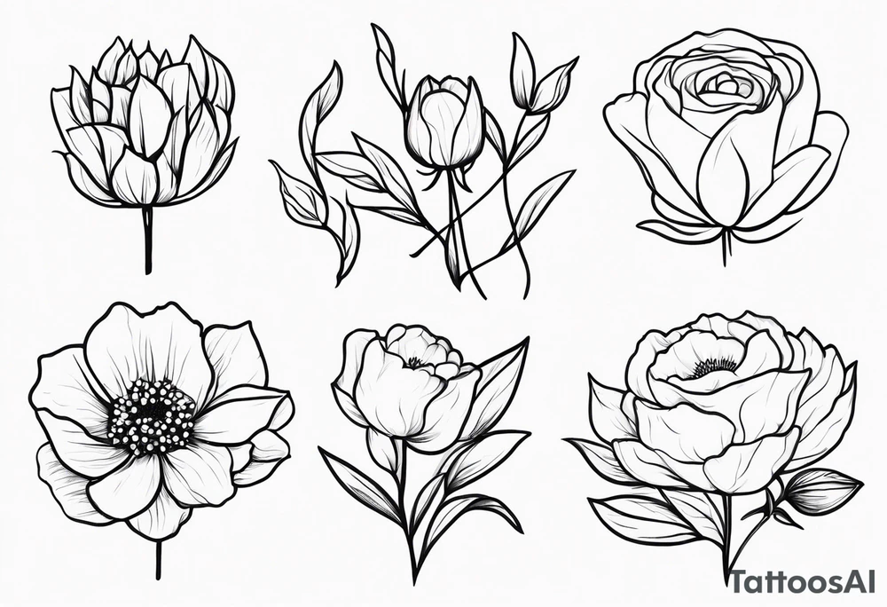 flower bouquet from the birth month flowers of march may june july tattoo idea