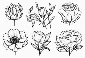 flower bouquet from the birth month flowers of march may june july tattoo idea