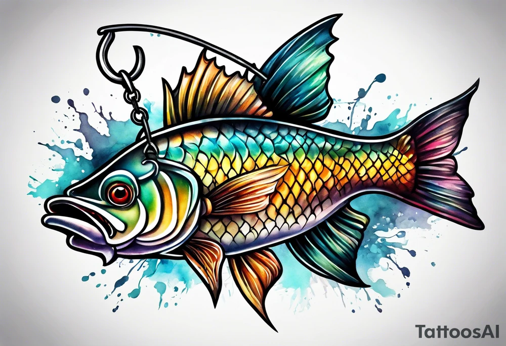 cross with fishing hook tattoo idea