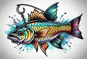 cross with fishing hook tattoo idea