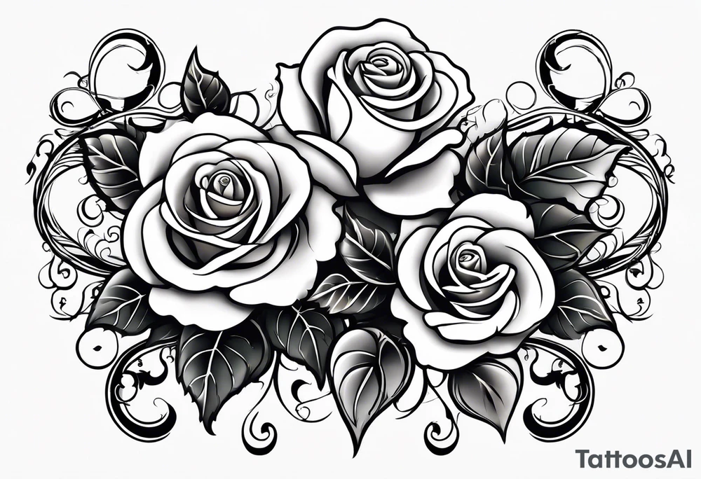 long vine flower sleeve with roses and rodadendra tattoo idea
