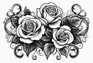 long vine flower sleeve with roses and rodadendra tattoo idea