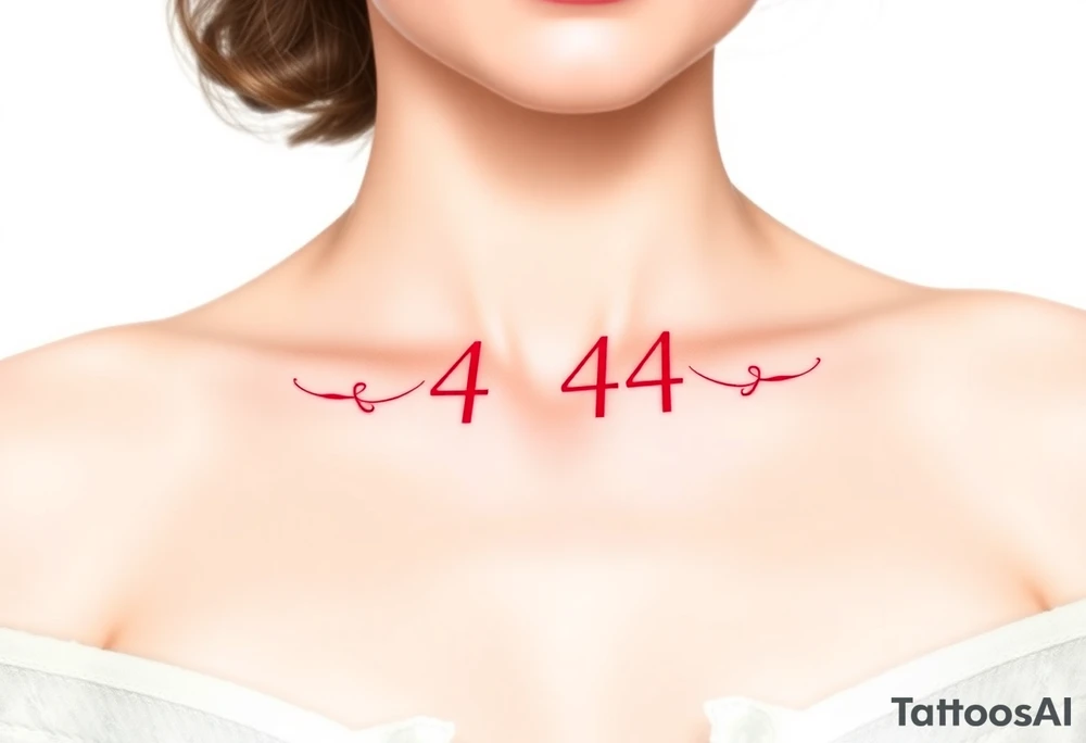 red tattoo that says 444 tattoo idea