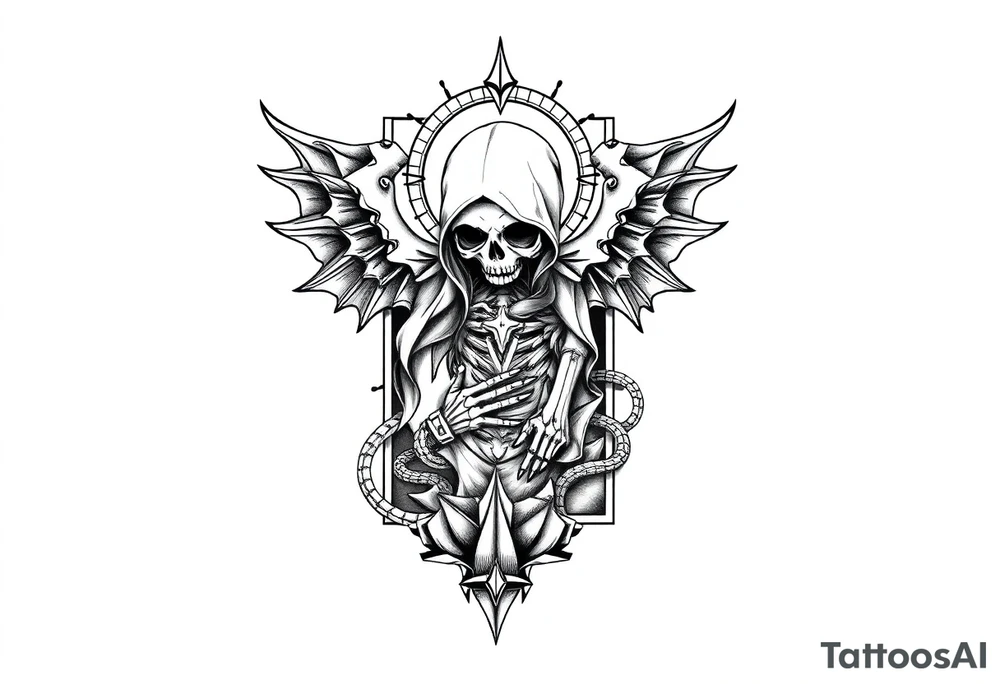 Death tarot card half sleeve tattoo idea