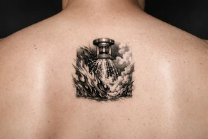 Fire Sprinkler putting out a fire on forearm tattoo idea