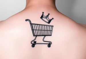 A small shopping cart with a princess crown 
On the side of the cart tattoo idea
