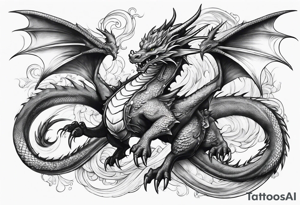 3 dragons are flying tattoo idea