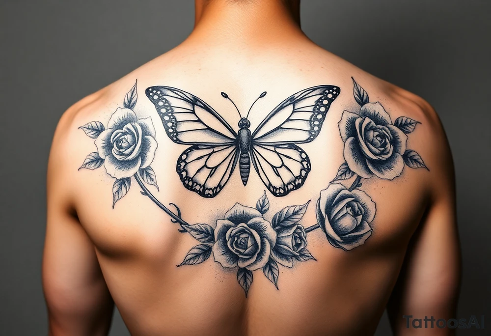 Butterfly,roses, and qoutes tattoo idea