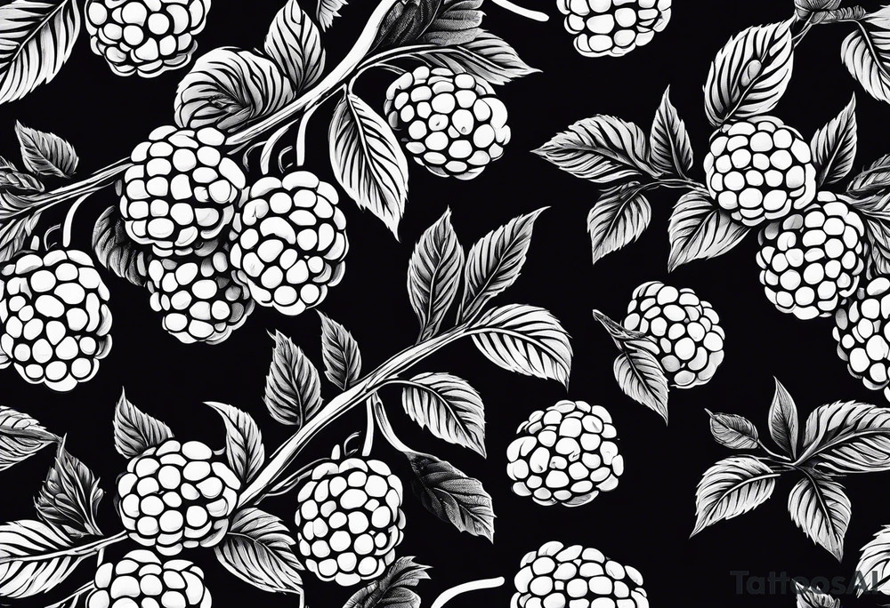 a long raspberry branch that focuses on line work. symbolizes making jam tattoo idea