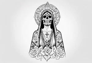 mexican style santa muerte tattoo for chest tattoo idea