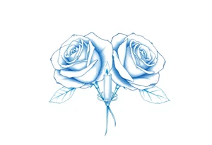 Two roses, two short candles, blue tattoo idea