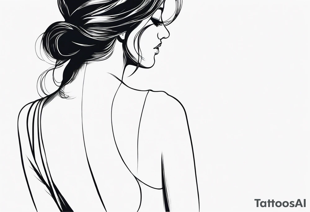 Back of a Woman with shadows tattoo idea