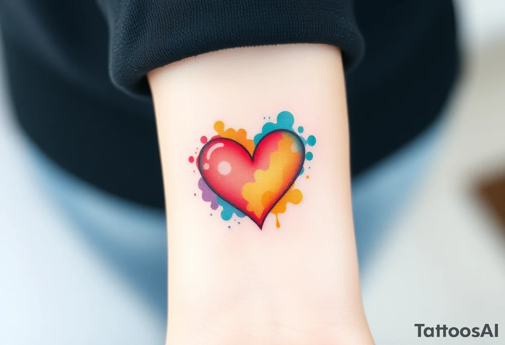 infinity symbol surrounded with heart in rainbow colors tattoo idea