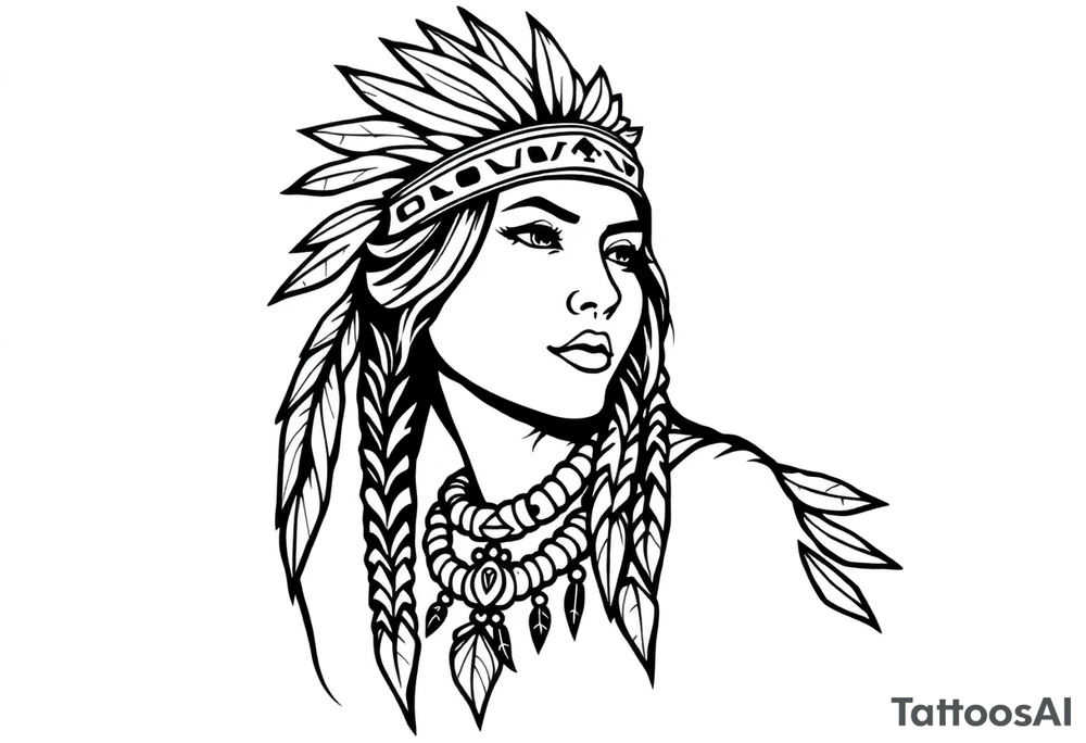 Female Native American tattoo idea