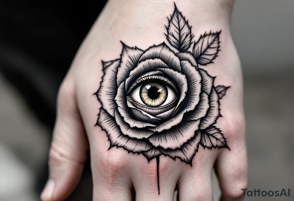 Eye of Providence inside a rose tattoo tattoo idea