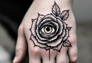 Eye of Providence inside a rose tattoo tattoo idea