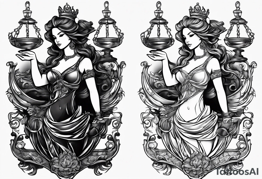 Themis with scales in hands tattoo idea