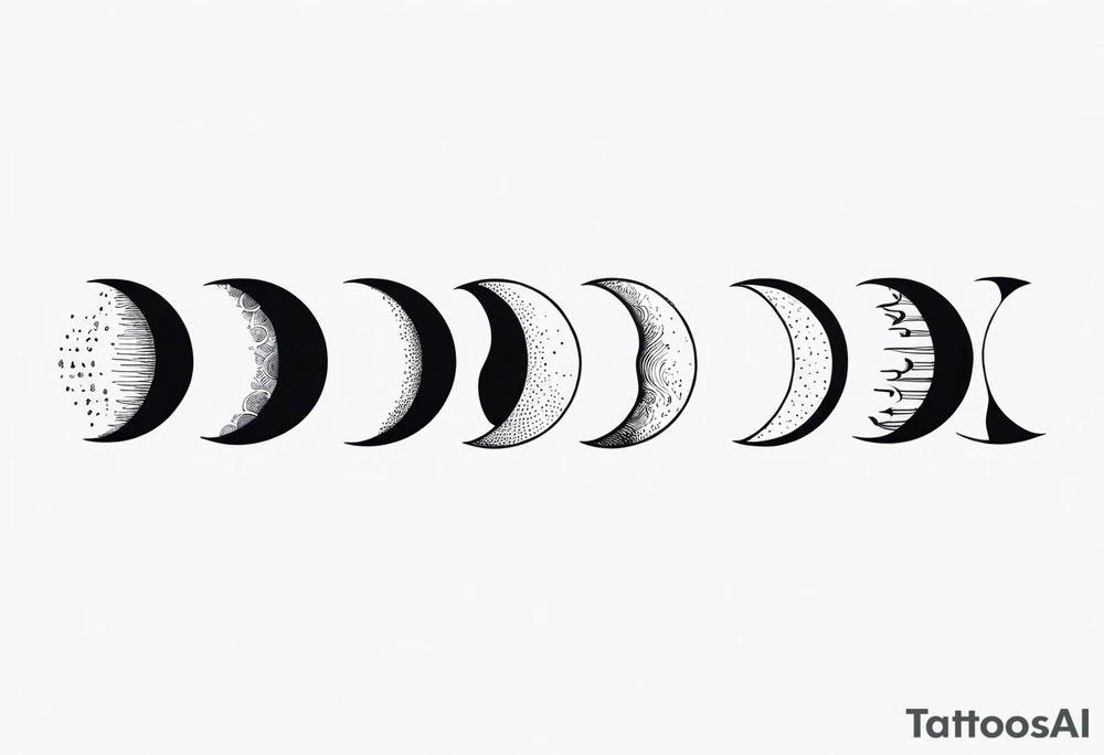 Moon phases in a line tattoo idea