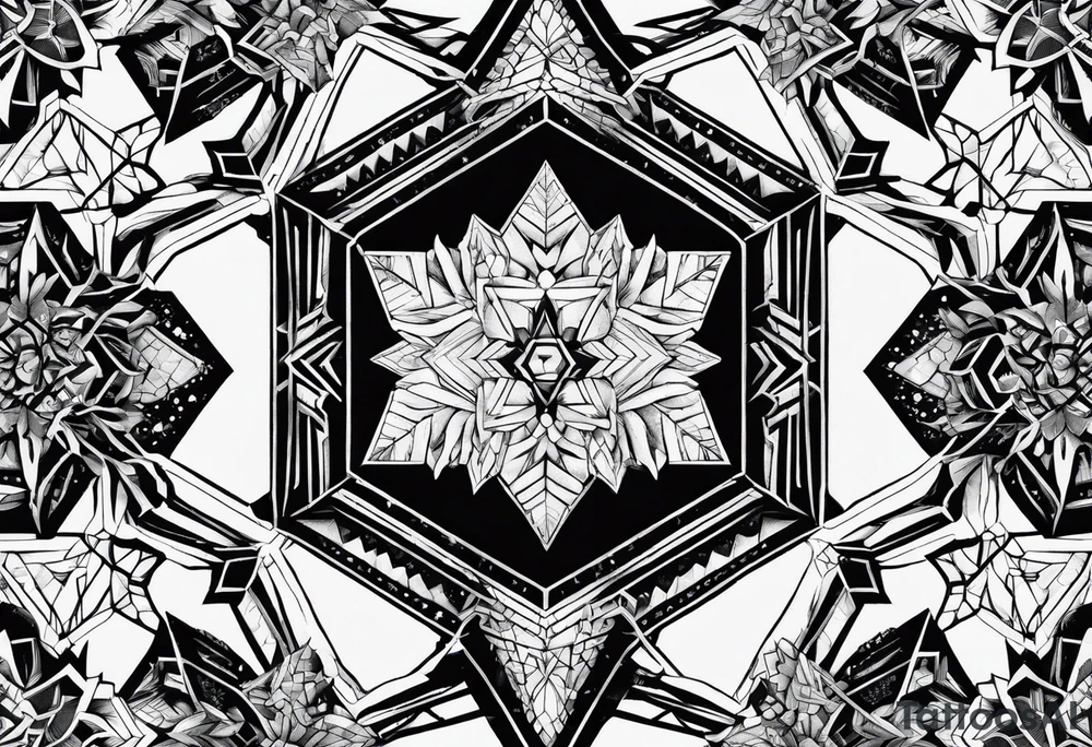 Repeating ice crystals in hexagon pattern tattoo idea